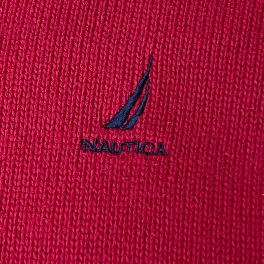 Nautica Men's Medium Red Cotton Sweater Crewneck Long Sleeve Logo Valentine - Picture 3 of 12